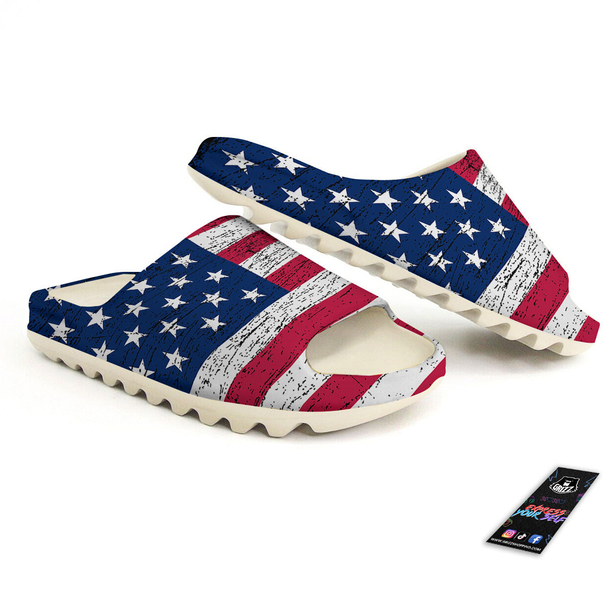 Flag USA Grunge Print Sandals-grizzshop