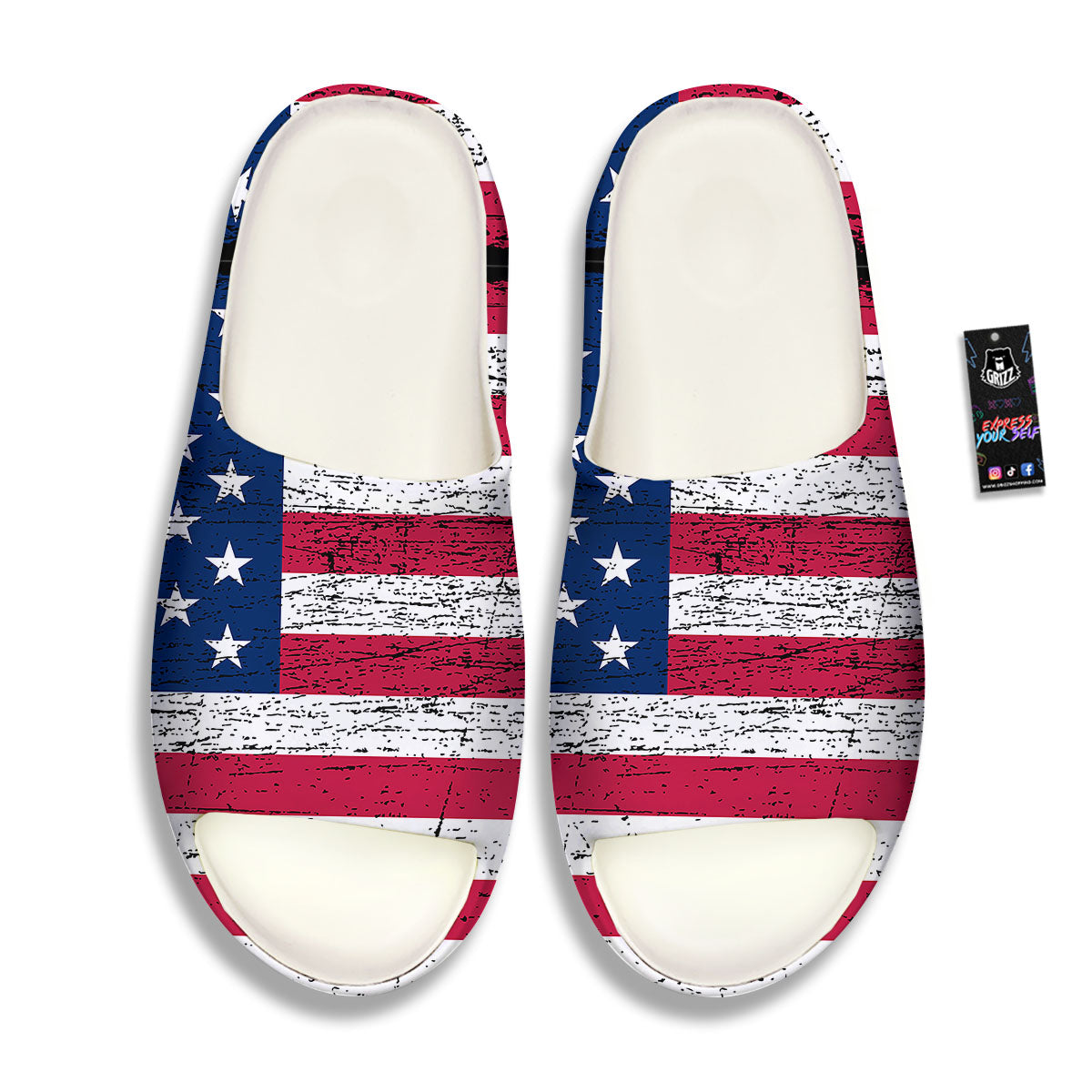 Flag USA Grunge Print Sandals-grizzshop