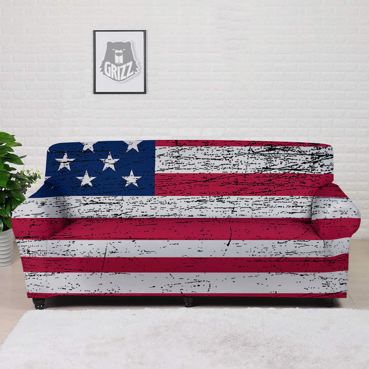 Flag USA Grunge Print Sofa Cover-grizzshop