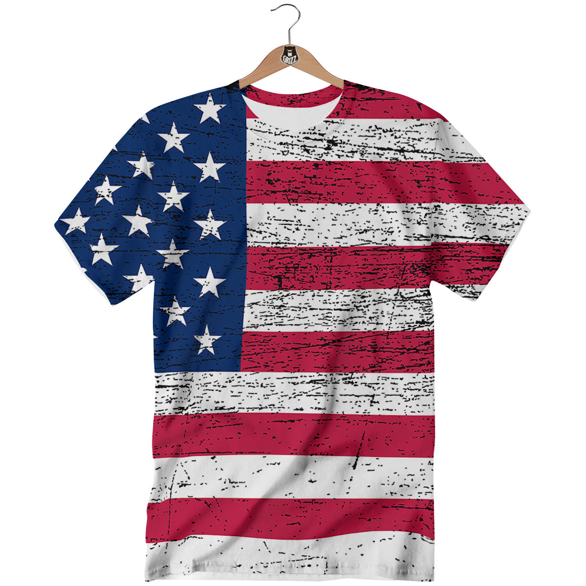 Flag USA Grunge Print T-Shirt-grizzshop