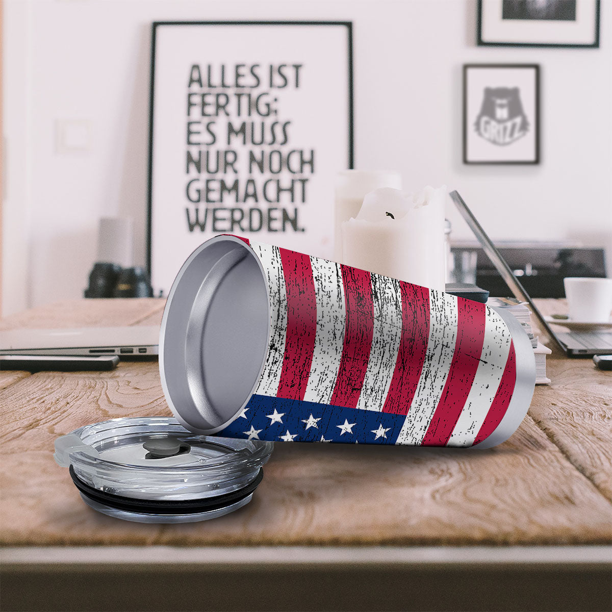 Flag USA Grunge Print Tumbler-grizzshop