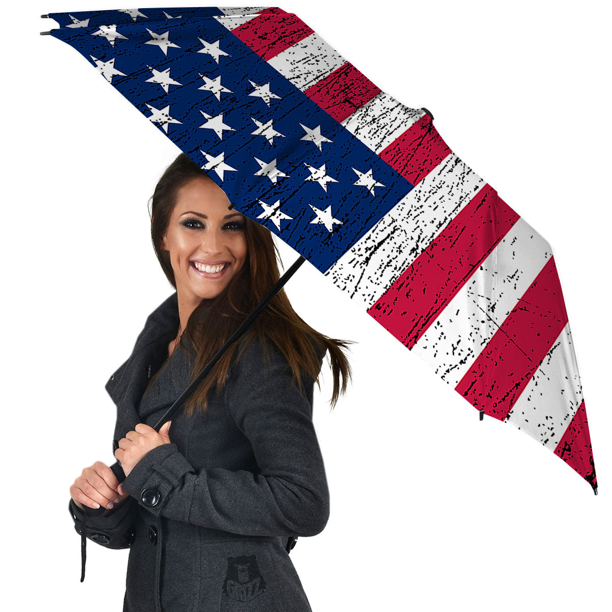 Flag USA Grunge Print Umbrella-grizzshop