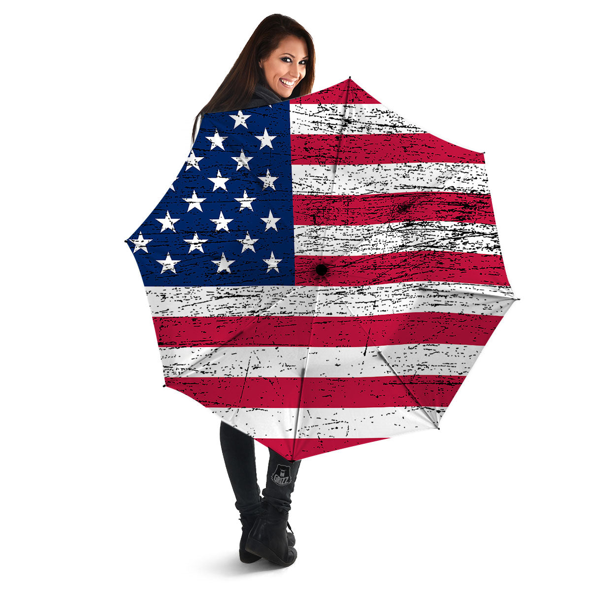 Flag USA Grunge Print Umbrella-grizzshop