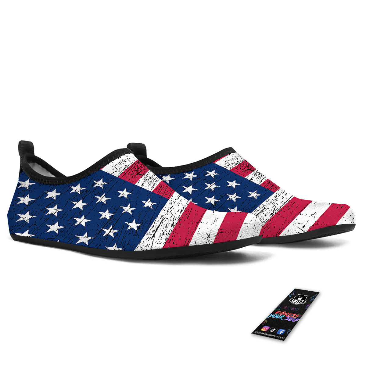 Flag USA Grunge Print Water Shoes-grizzshop