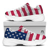 Flag USA Grunge Print White Chunky Shoes-grizzshop