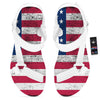 Flag USA Grunge Print White Open Toe Sandals-grizzshop