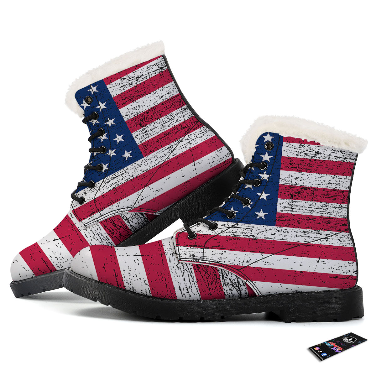 Flag USA Grunge Print Winter Boots-grizzshop