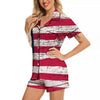 Flag USA Grunge Print Women Silk Pajamas-grizzshop