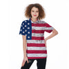 Flag USA Grunge Print Women's Golf Shirts-grizzshop