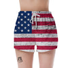 Flag USA Grunge Print Women's Shorts-grizzshop