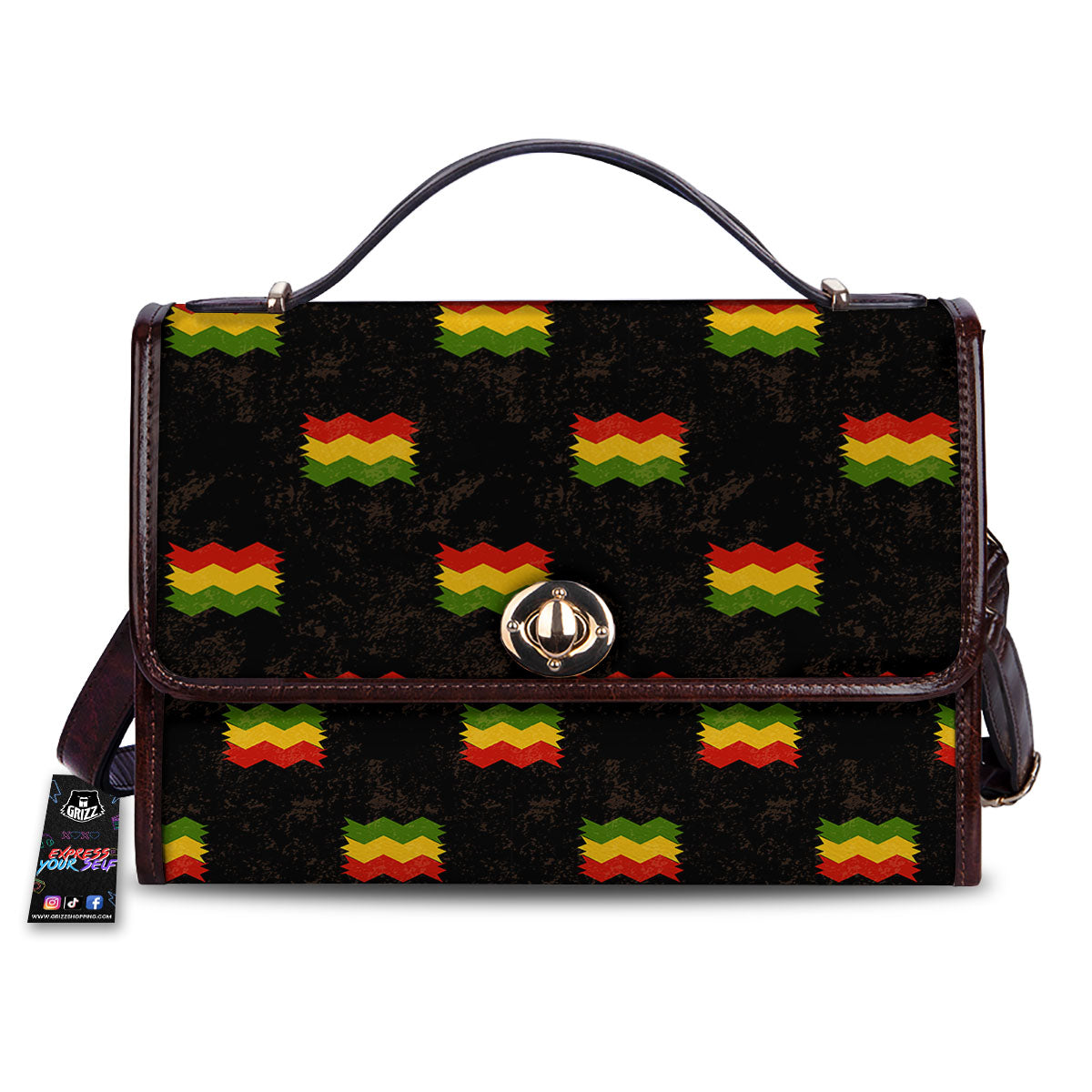Flag Rasta Print Pattern Women's Satchel Bag