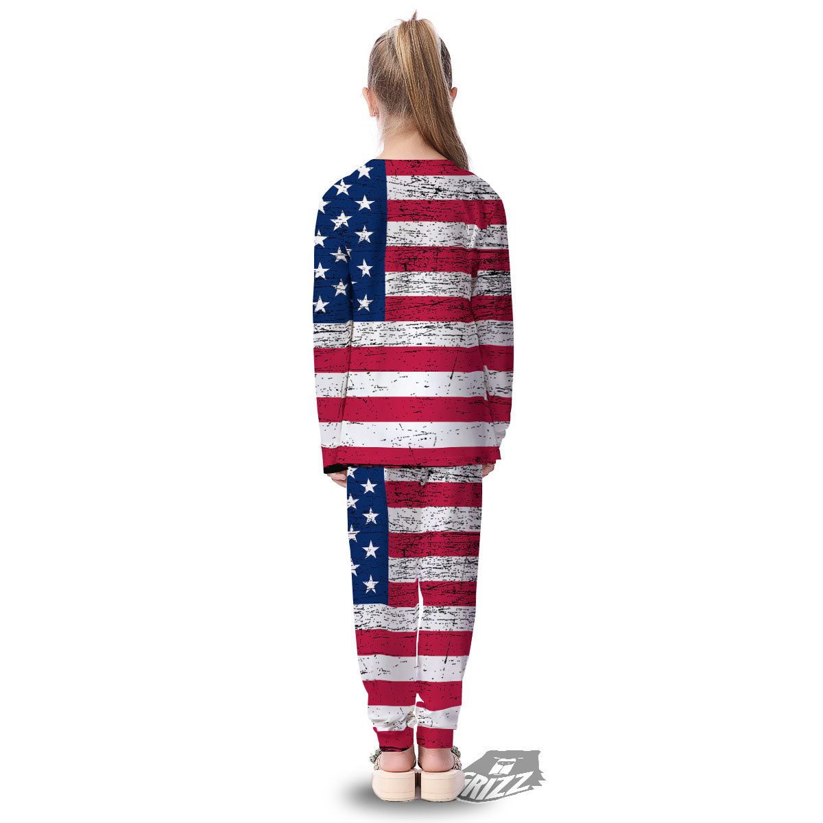 Flag USA Grunge Print Kid's Pajamas-grizzshop