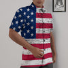 Flag USA Grunge Print Untucked Shirts-grizzshop