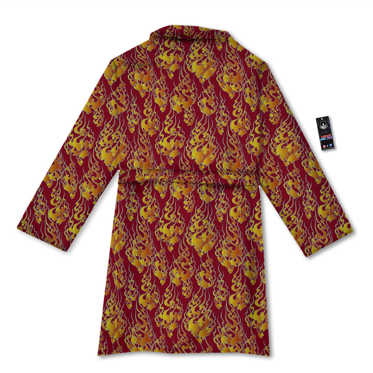 Flame Burning Japanese Art Print Pattern Bathrobe-grizzshop