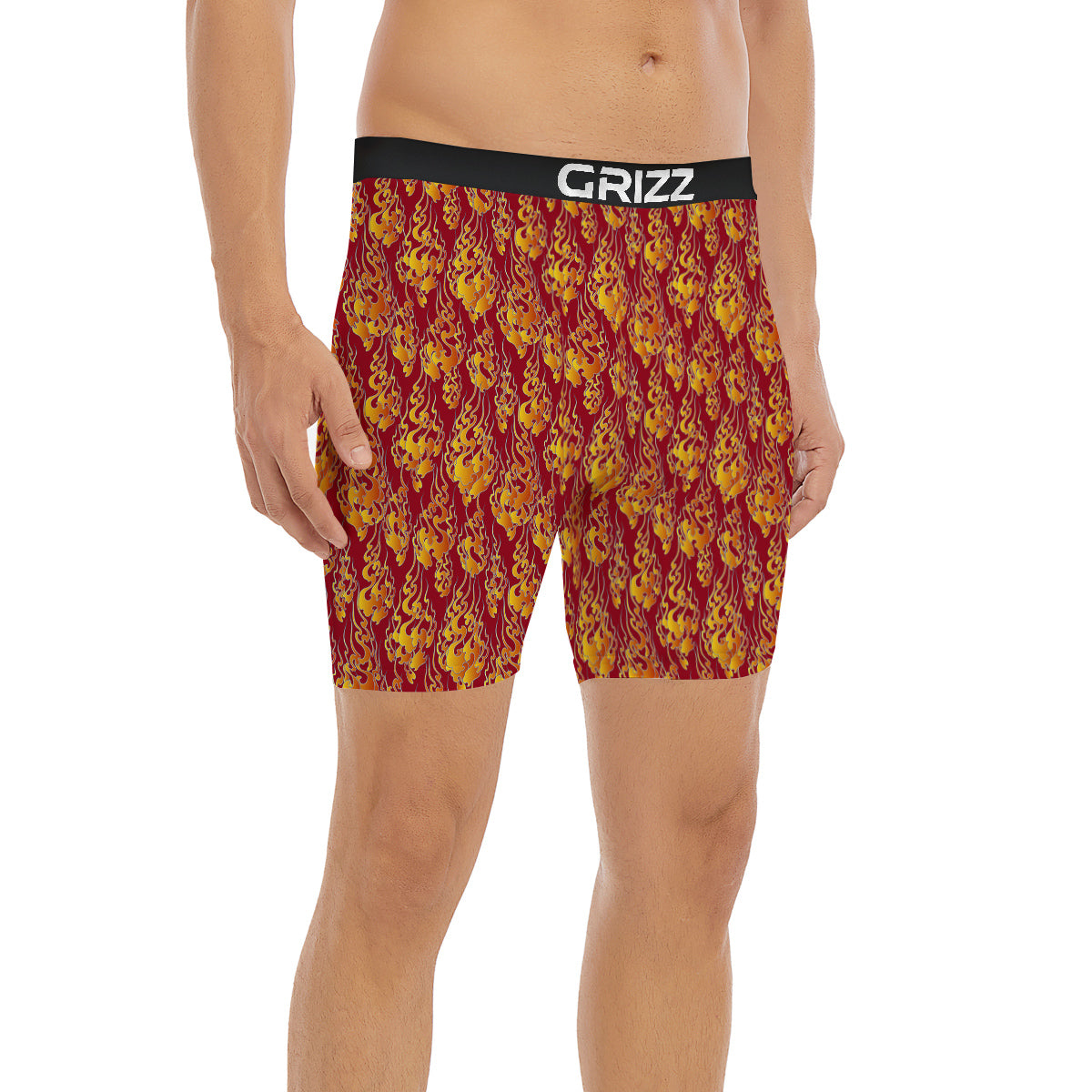 Flame Burning Japanese Art Print Pattern Boxer Briefs-grizzshop