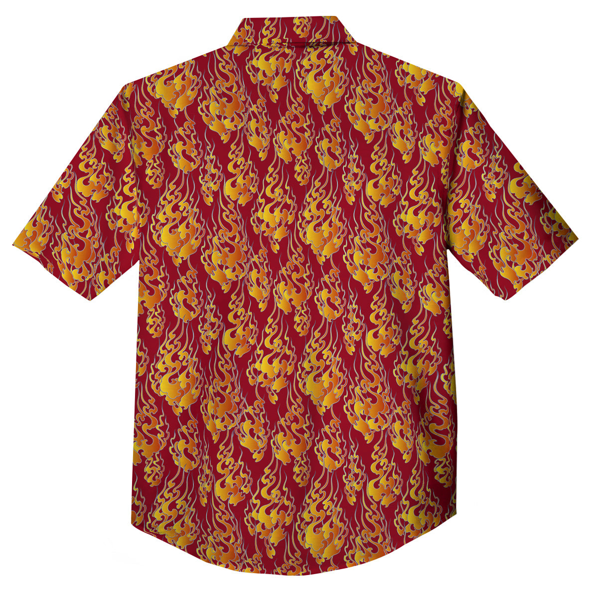 Flame Burning Japanese Art Print Pattern Button Up Shirt-grizzshop