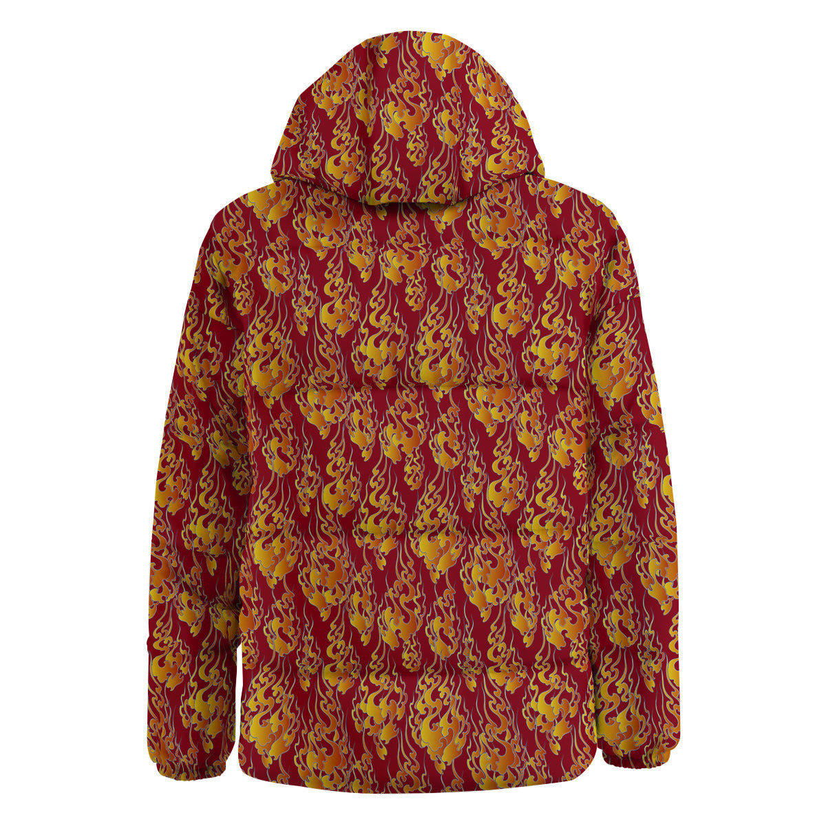 Flame Burning Japanese Art Print Pattern Down Jacket-grizzshop