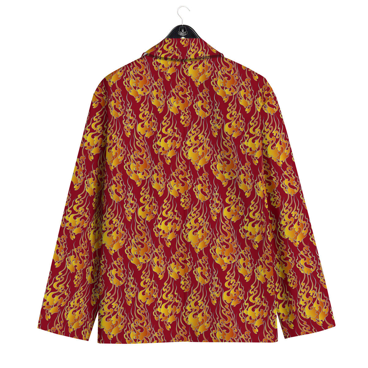Flame Burning Japanese Art Print Pattern Men's Sport Coat-grizzshop
