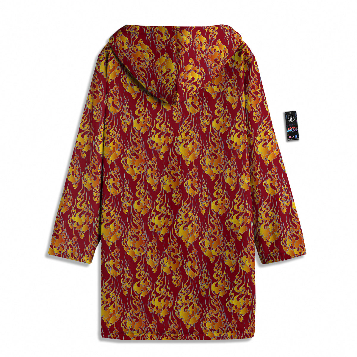 Flame Burning Japanese Art Print Pattern Men's Windbreaker Jacket-grizzshop