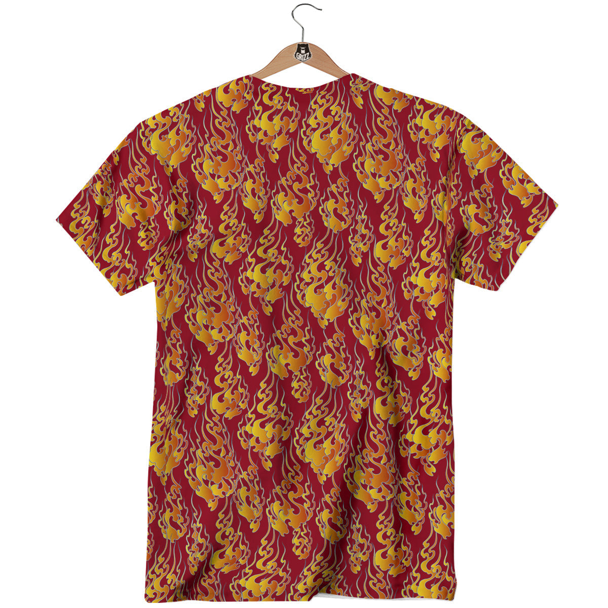 Flame Burning Japanese Art Print Pattern T-Shirt-grizzshop