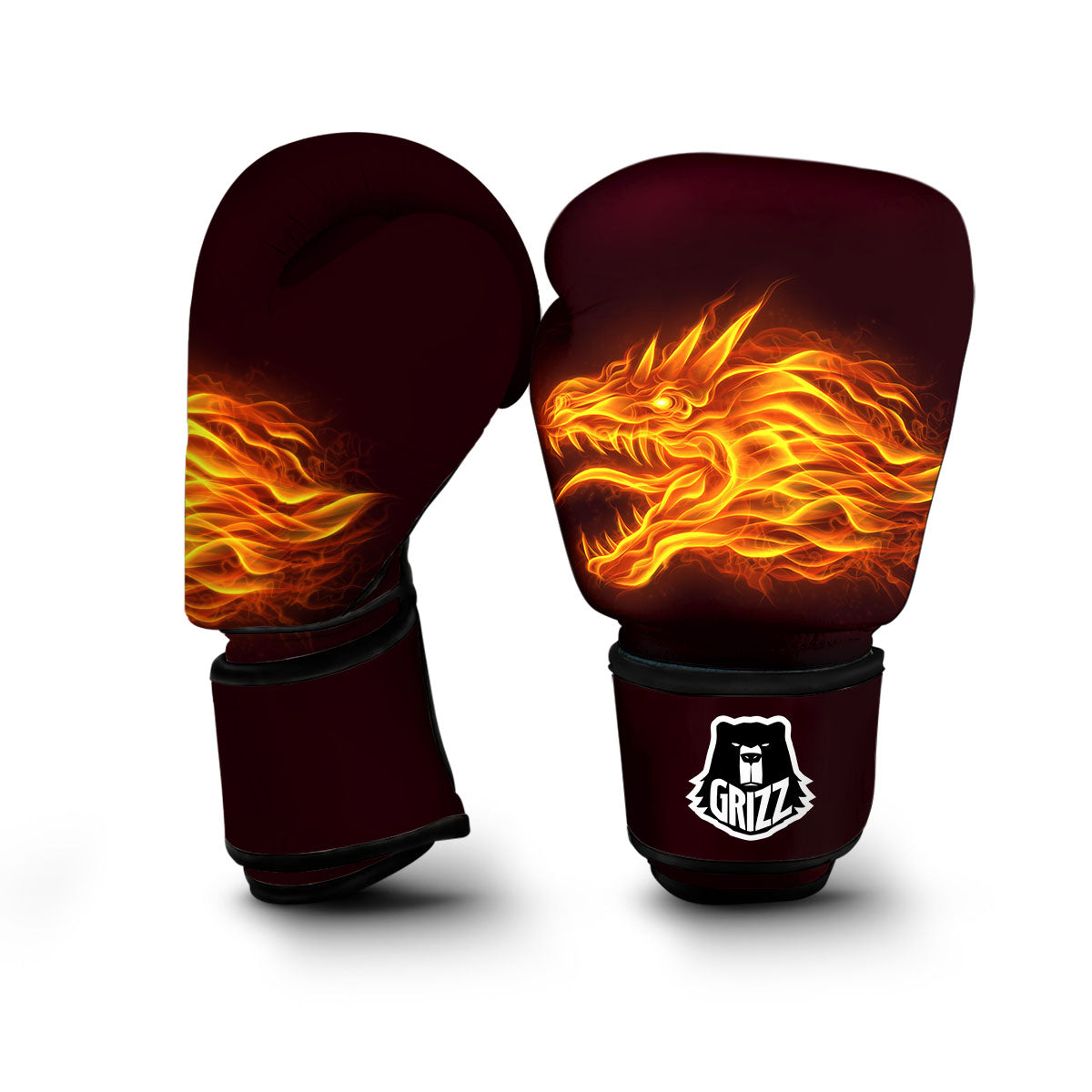 Flame Dragon Print Boxing Gloves-grizzshop