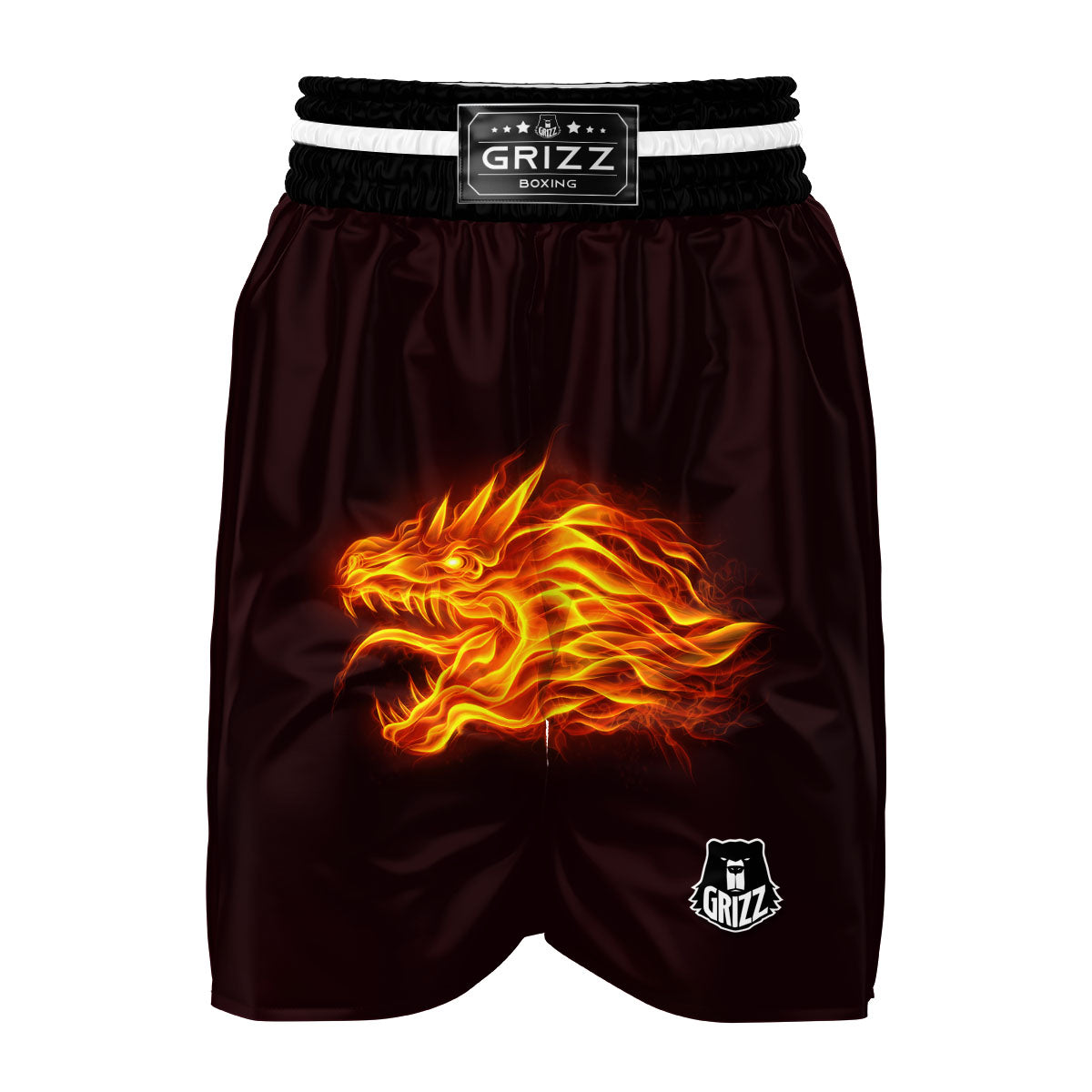 Flame Dragon Print Boxing Shorts-grizzshop