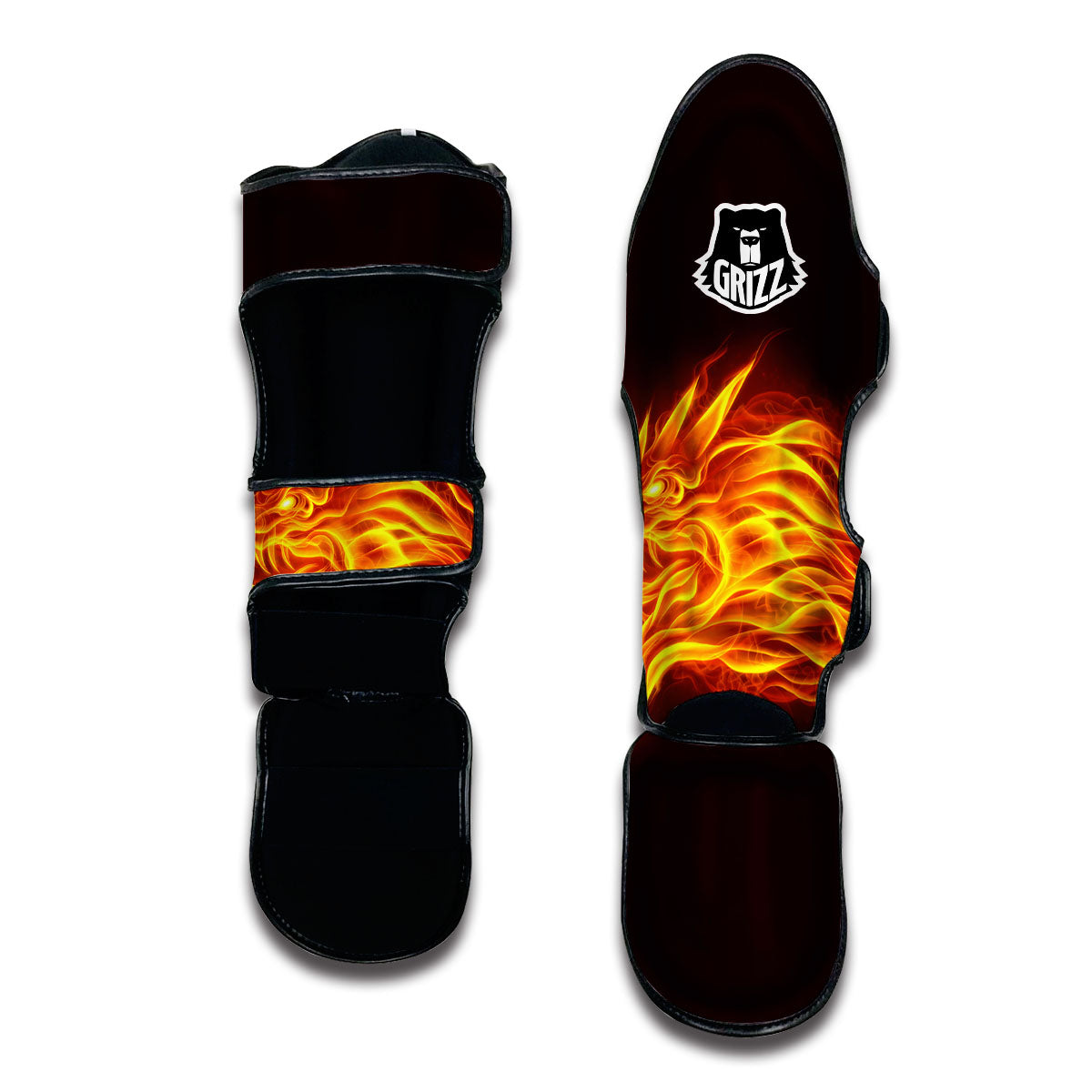 Flame Dragon Print Muay Thai Shin Guards-grizzshop