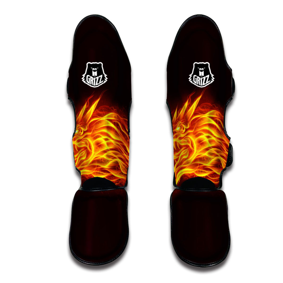 Flame Dragon Print Muay Thai Shin Guards-grizzshop