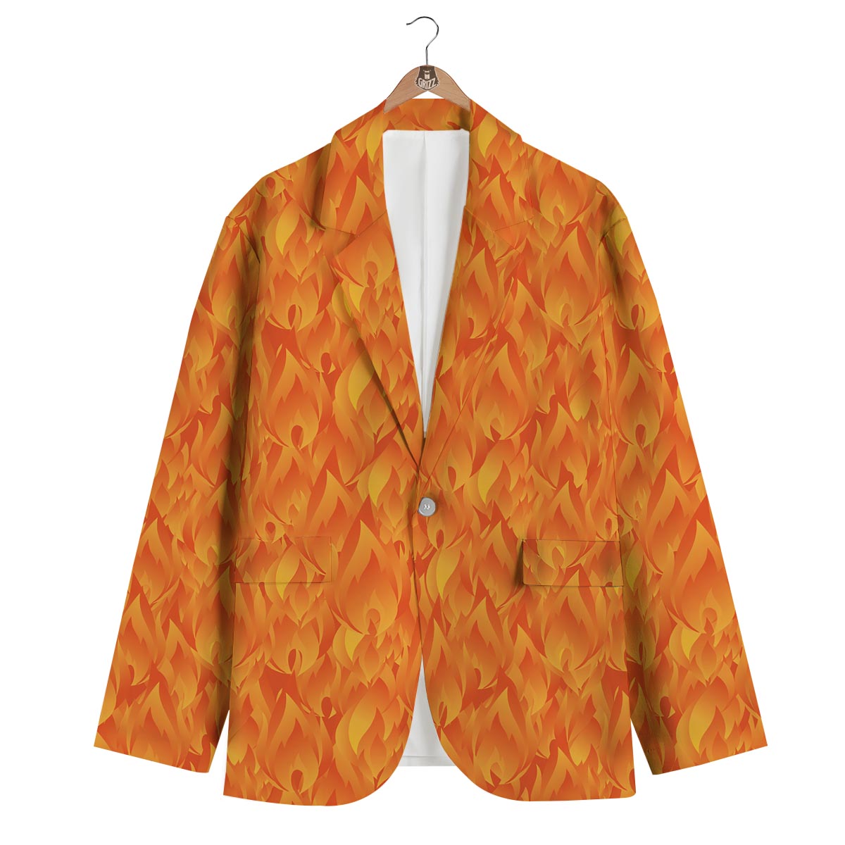 Flame Fire Pattern Print Men's Blazer-grizzshop