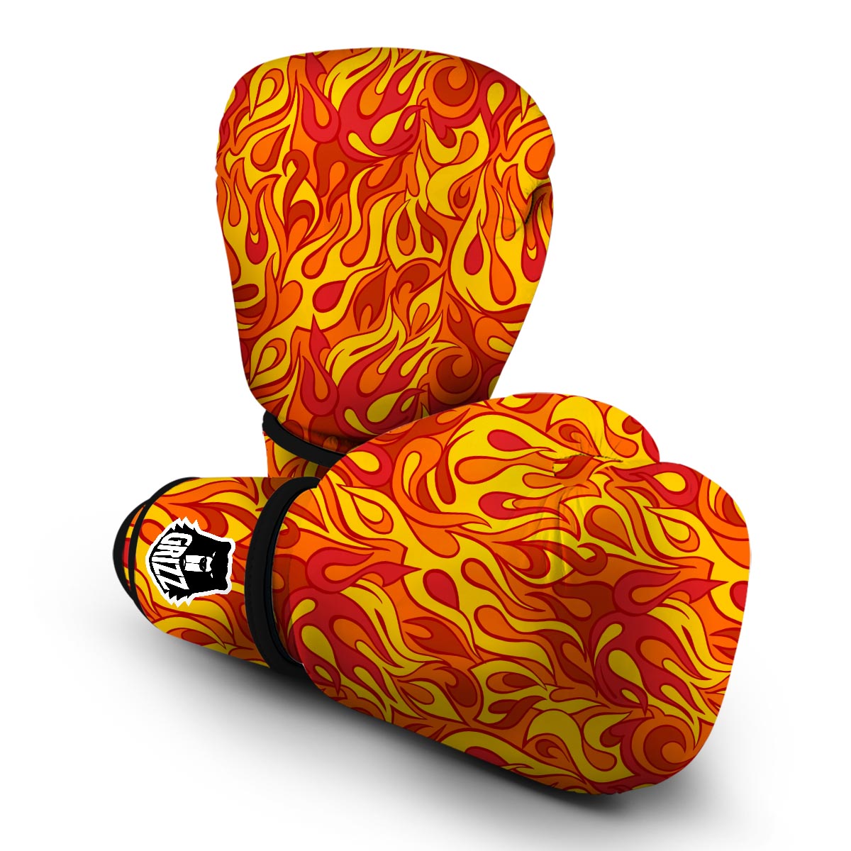 Flame Fire Print Pattern Boxing Gloves-grizzshop