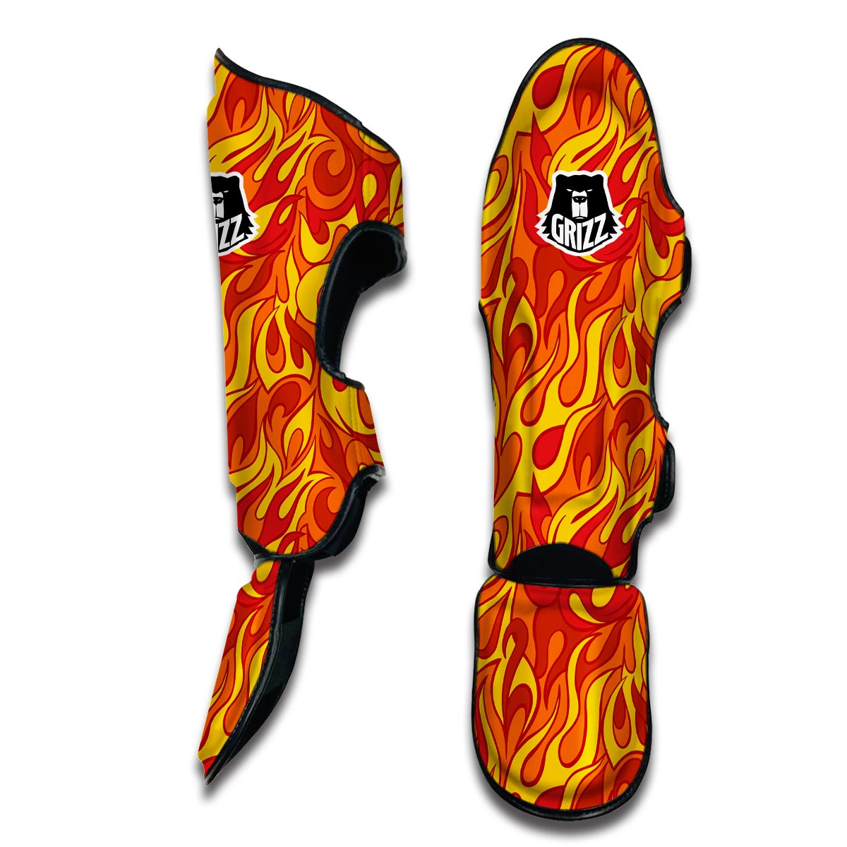 Flame Fire Print Pattern Muay Thai Shin Guards-grizzshop