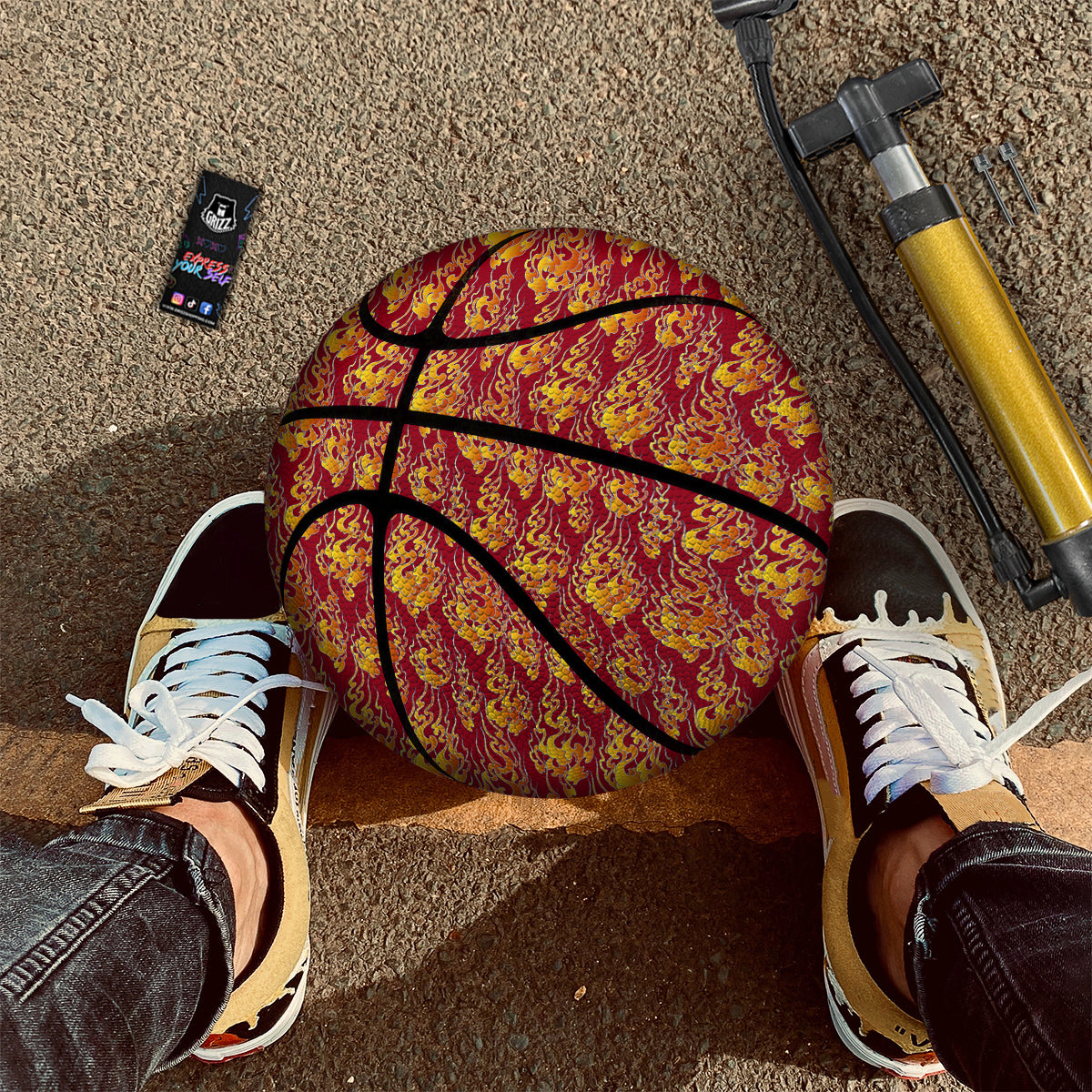 Flame Burning Japanese Art Print Pattern Basketball