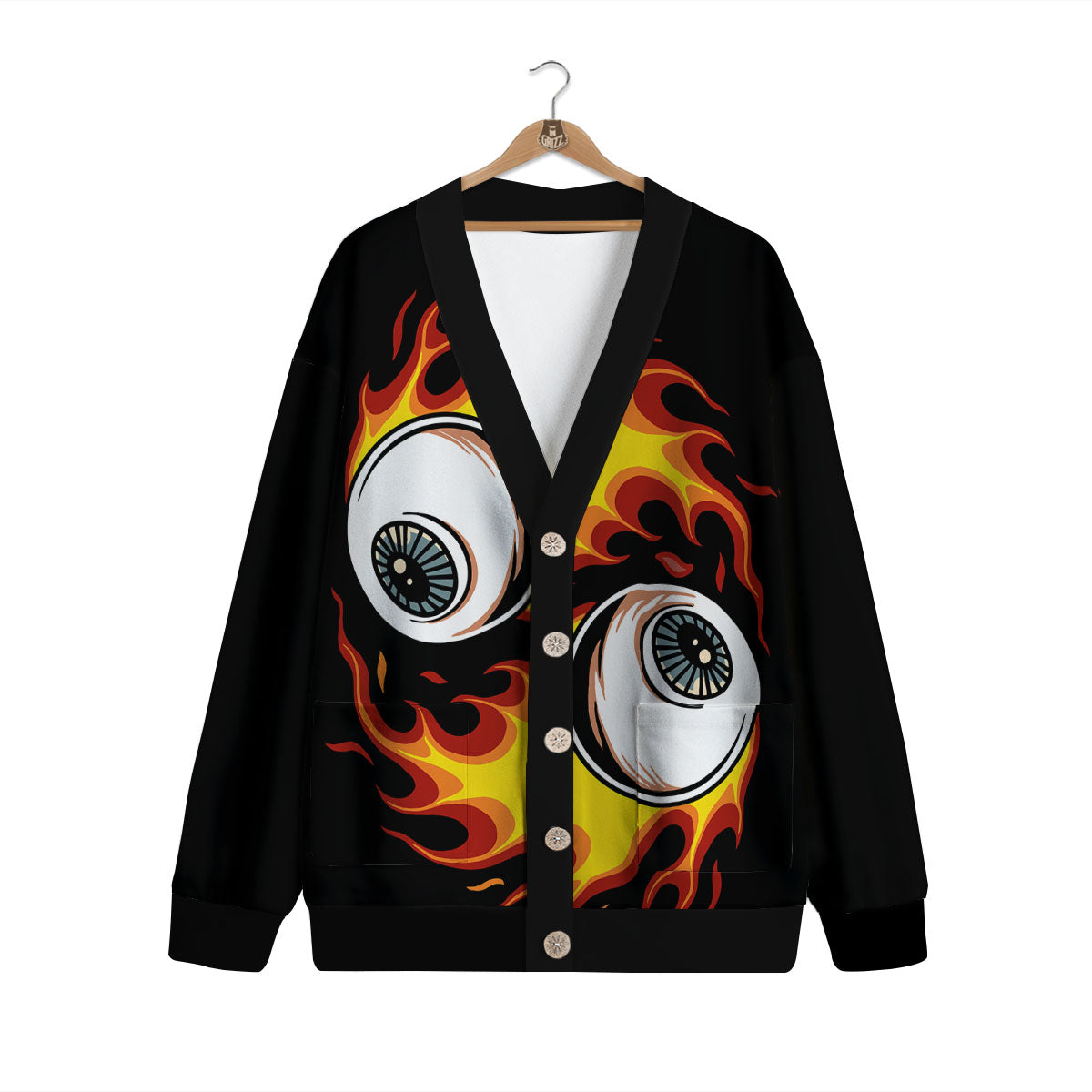 Flaming Eye Print Cardigan-grizzshop