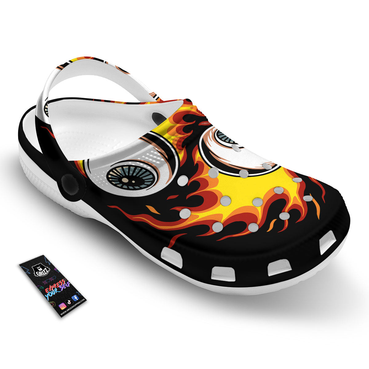 Flaming Eye Print Clog-grizzshop
