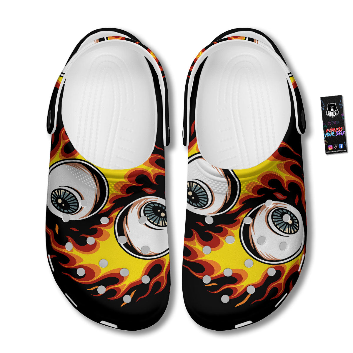 Flaming Eye Print Clog-grizzshop