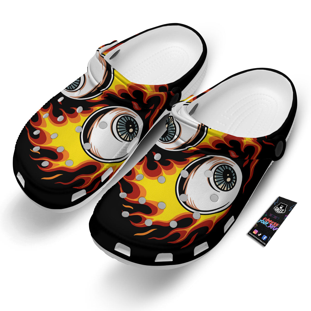 Flaming Eye Print Clog-grizzshop