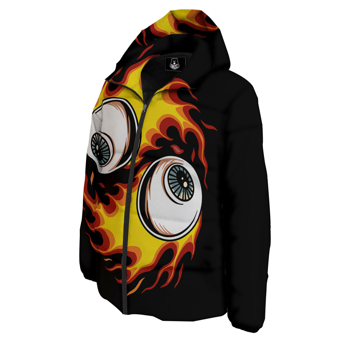 Flaming Eye Print Down Jacket-grizzshop