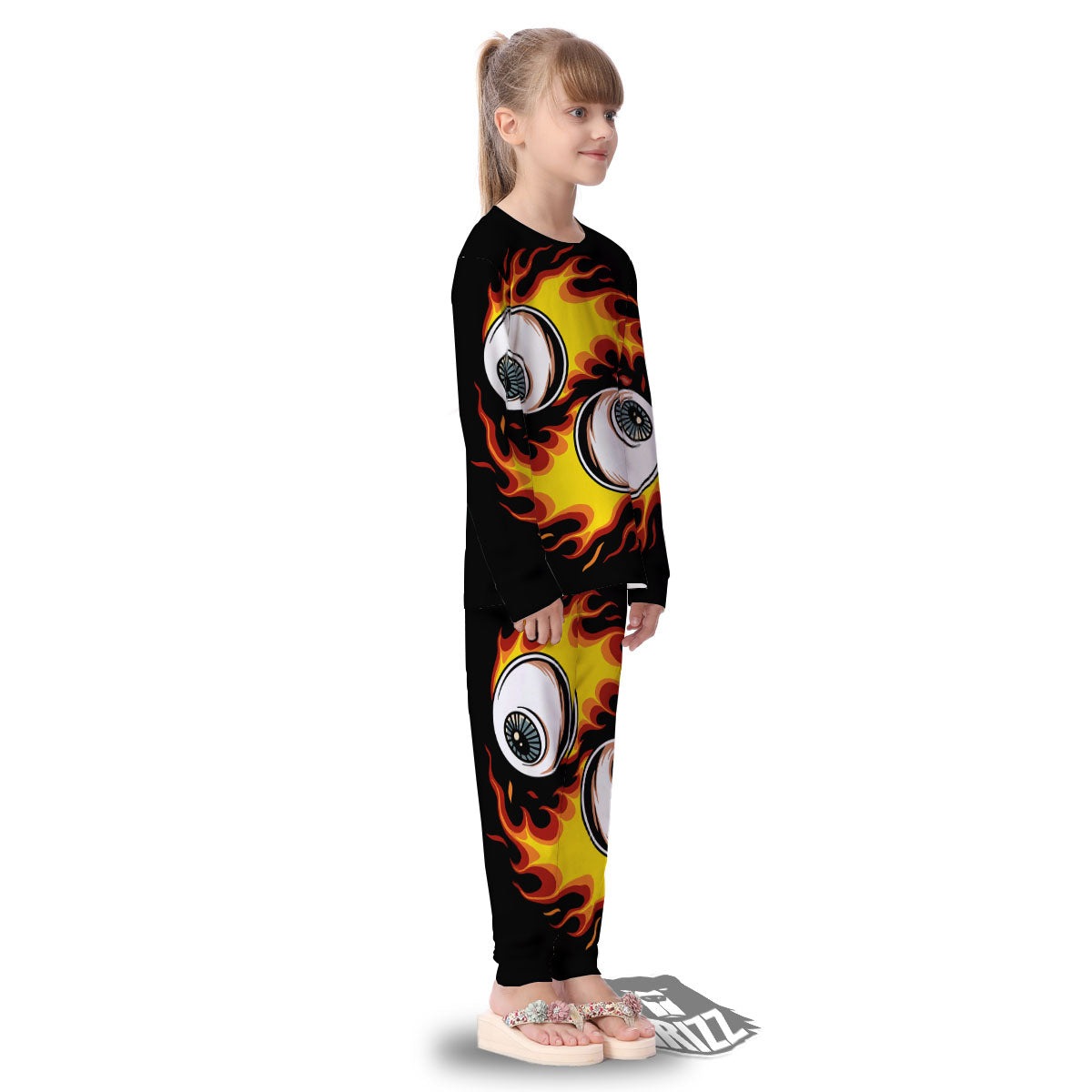 Flaming Eye Print Kid's Pajamas-grizzshop