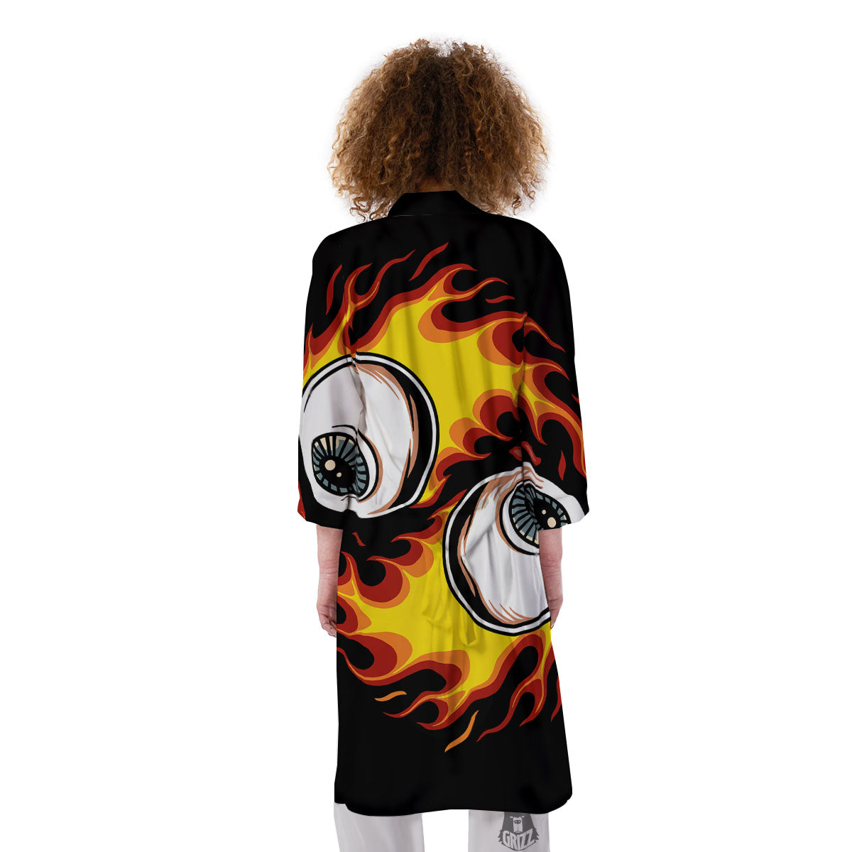 Flaming Eye Print Kimono-grizzshop