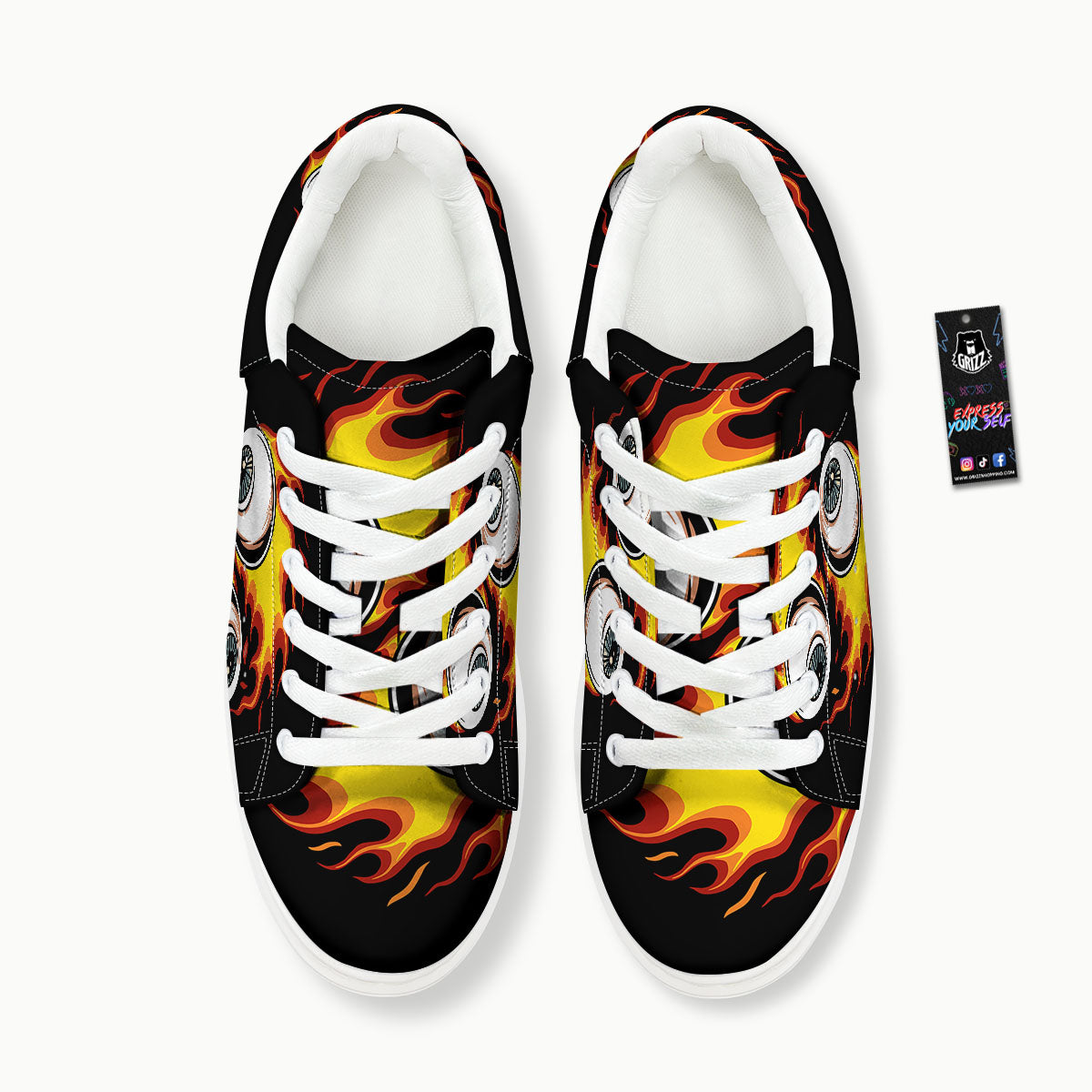 Flaming Eye Print Platform Shoes-grizzshop