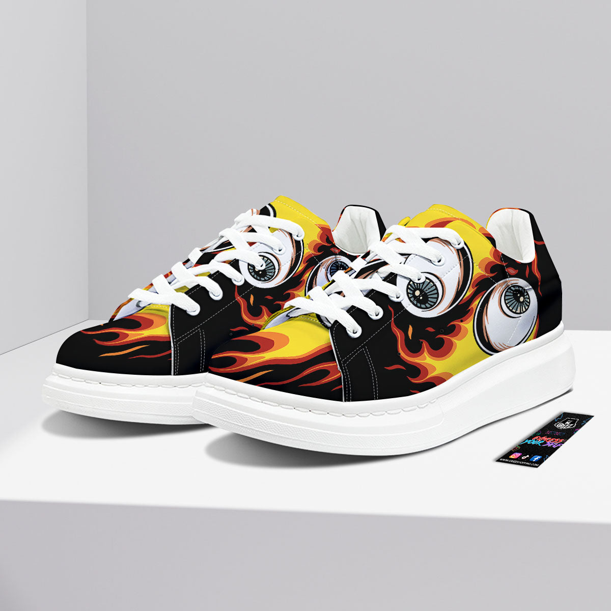 Flaming Eye Print Platform Shoes-grizzshop