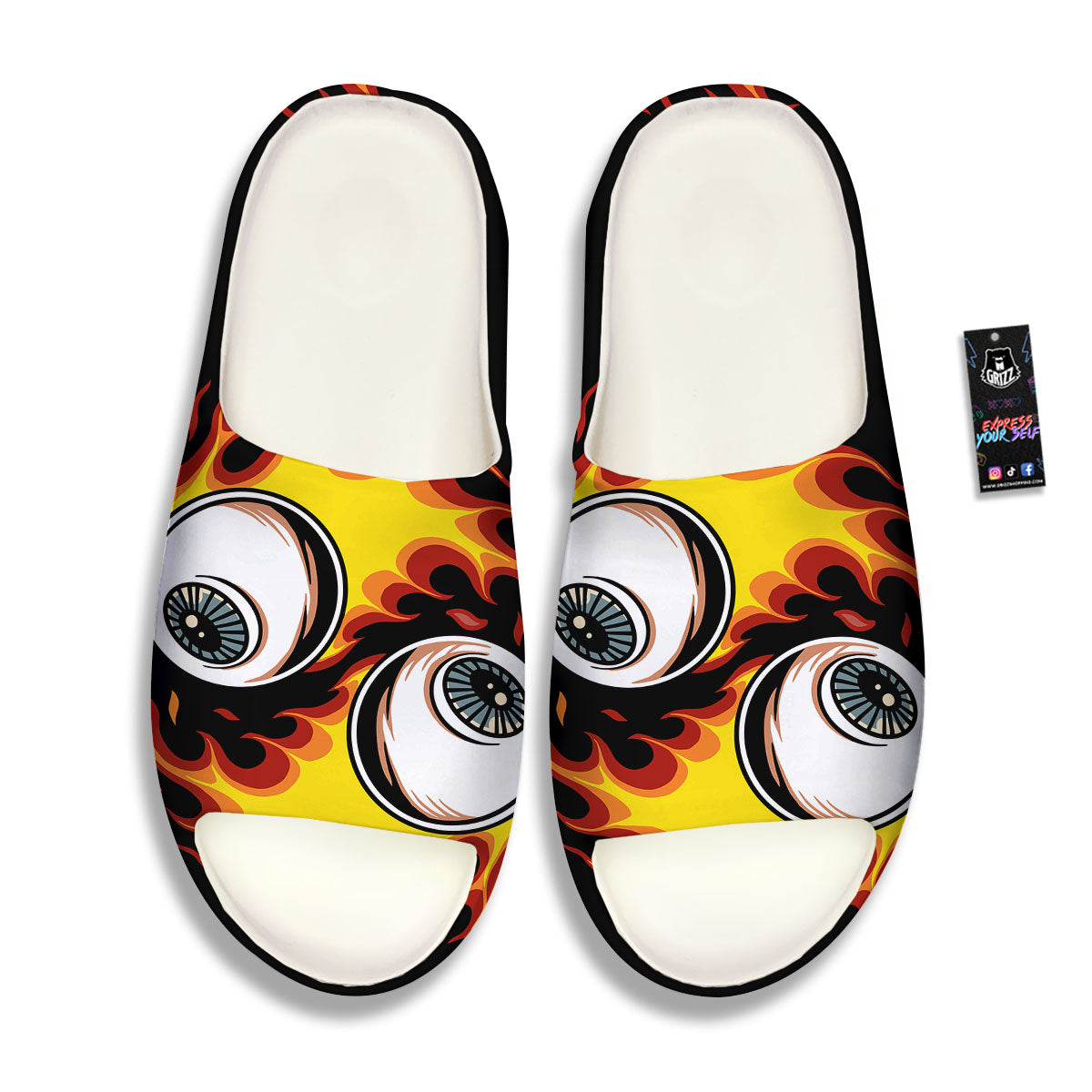 Flaming Eye Print Sandals-grizzshop
