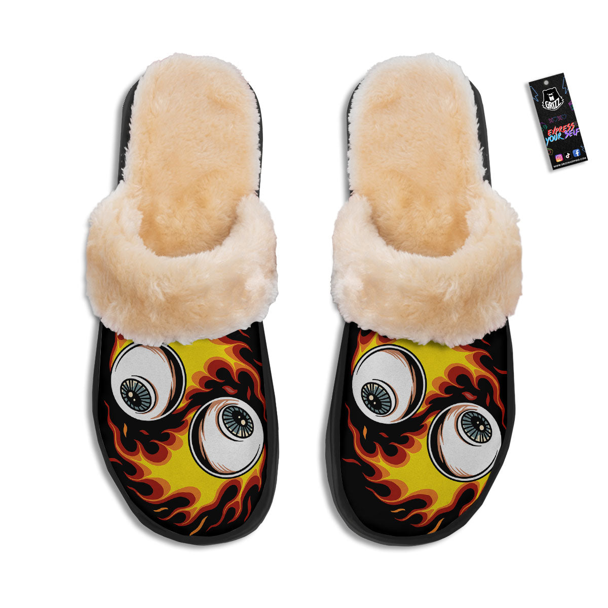 Flaming Eye Print Slippers-grizzshop