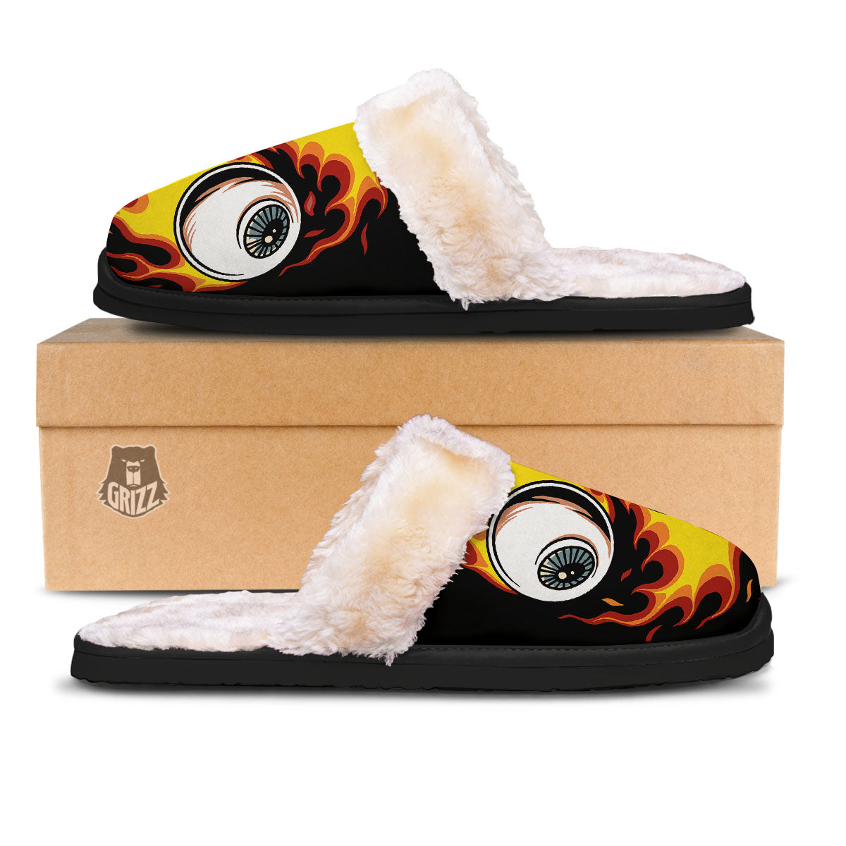 Flaming Eye Print Slippers-grizzshop