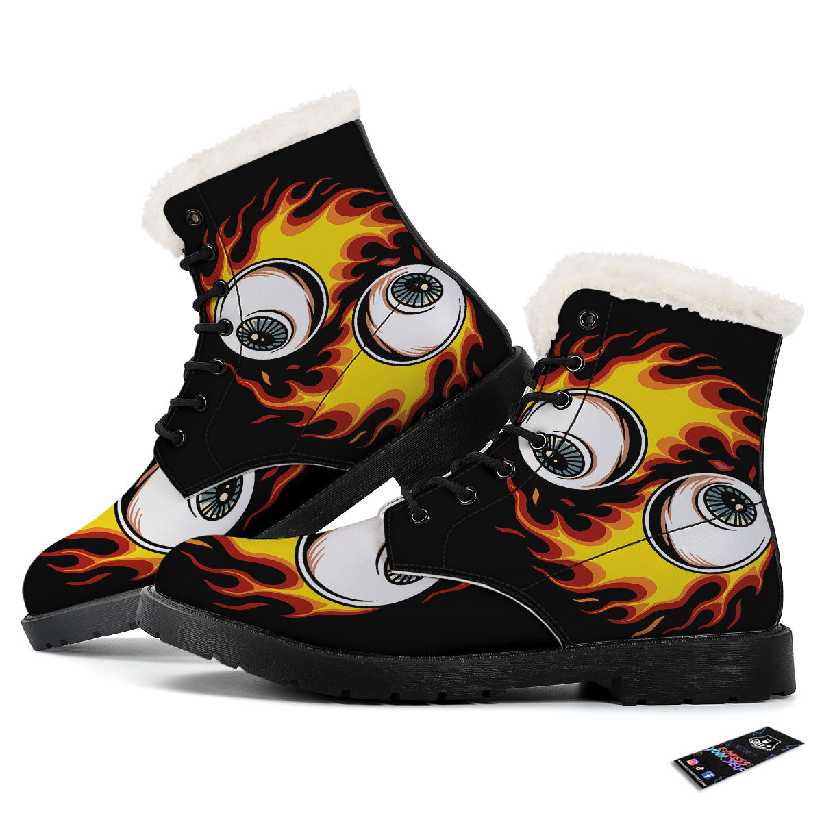 Flaming Eye Print Winter Boots-grizzshop