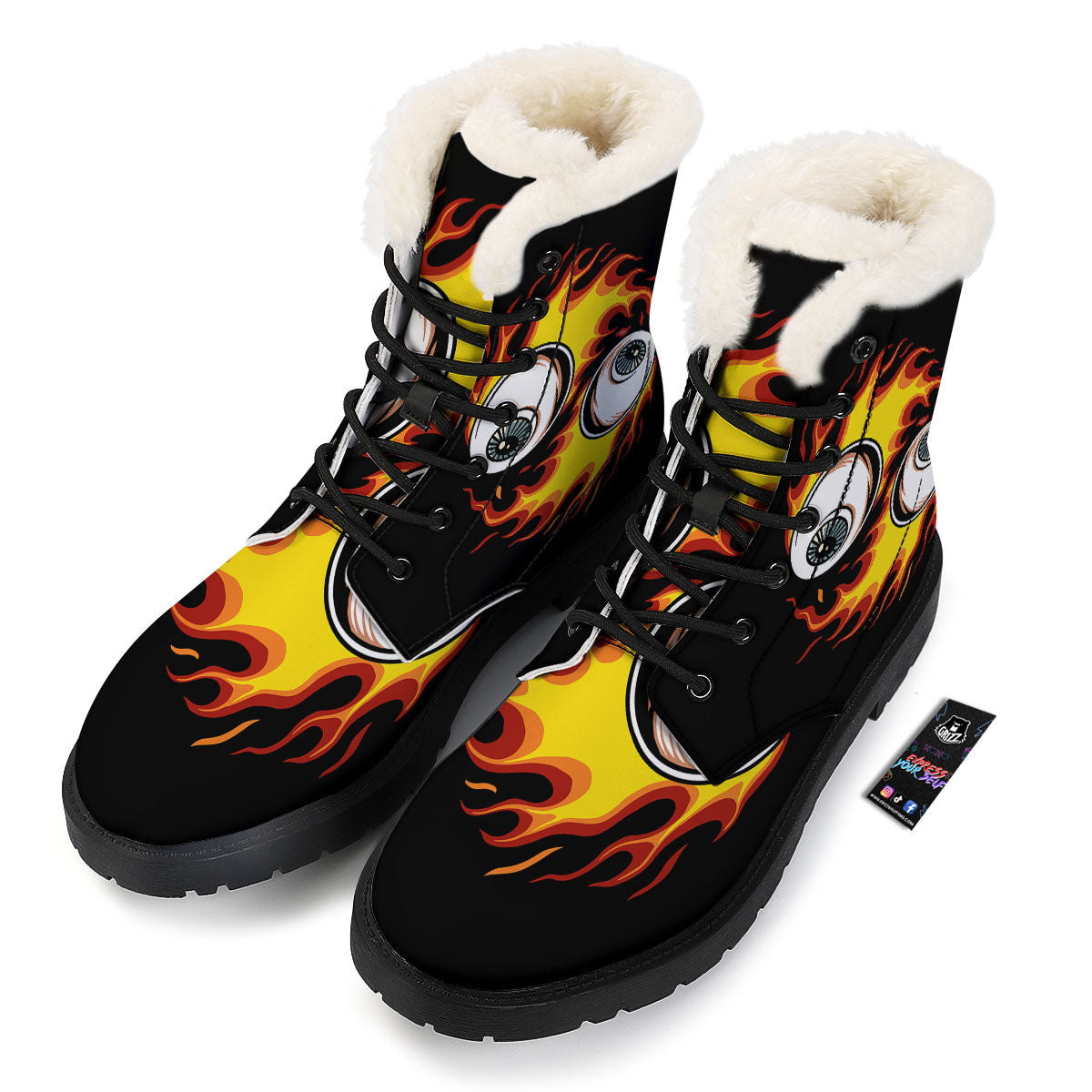 Flaming Eye Print Winter Boots-grizzshop