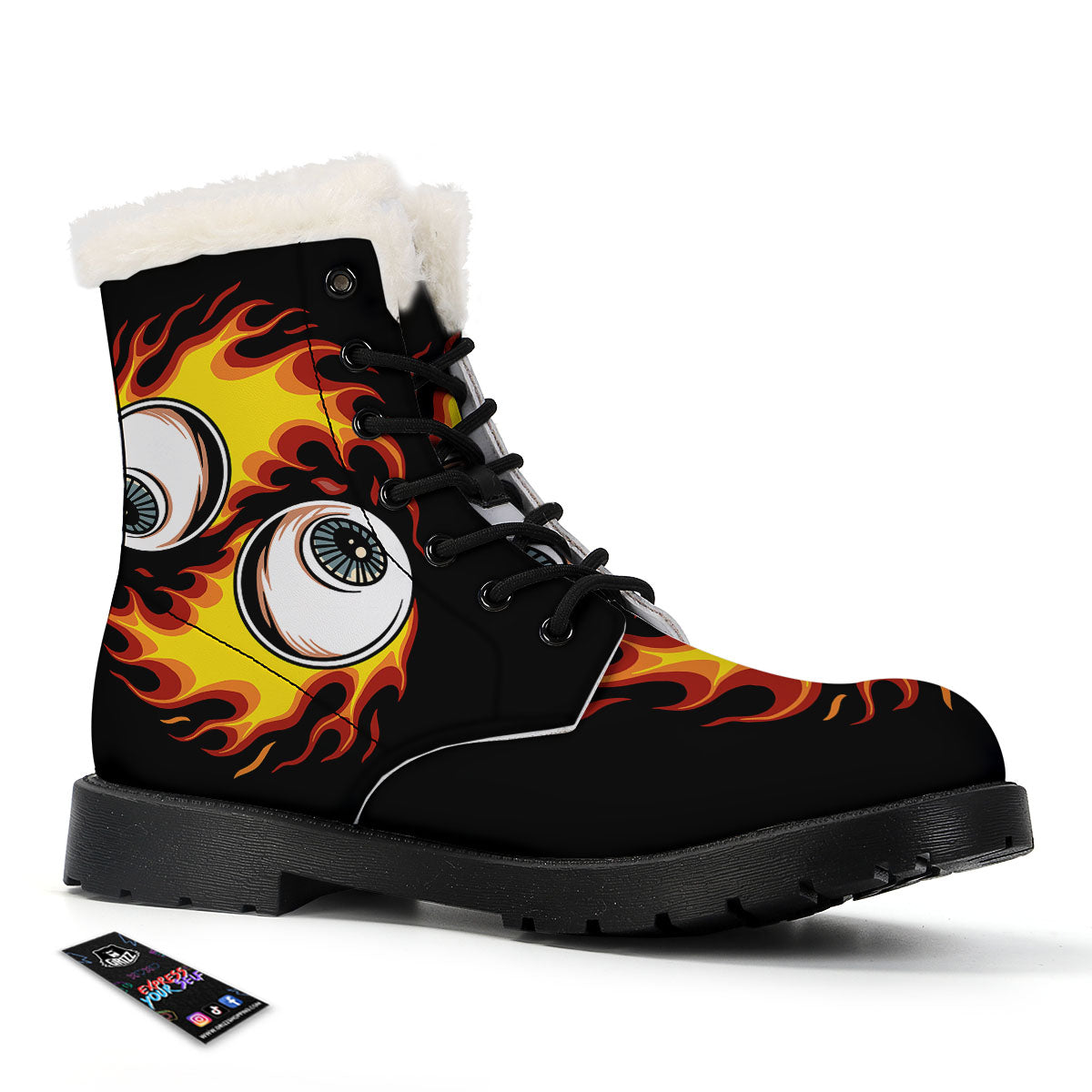 Flaming Eye Print Winter Boots-grizzshop
