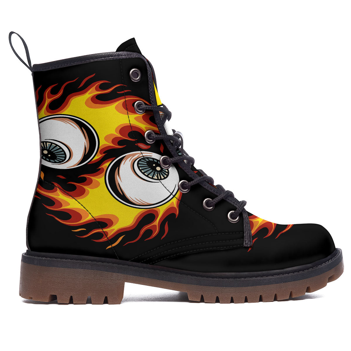 Flaming Eye Print Work Boots-grizzshop