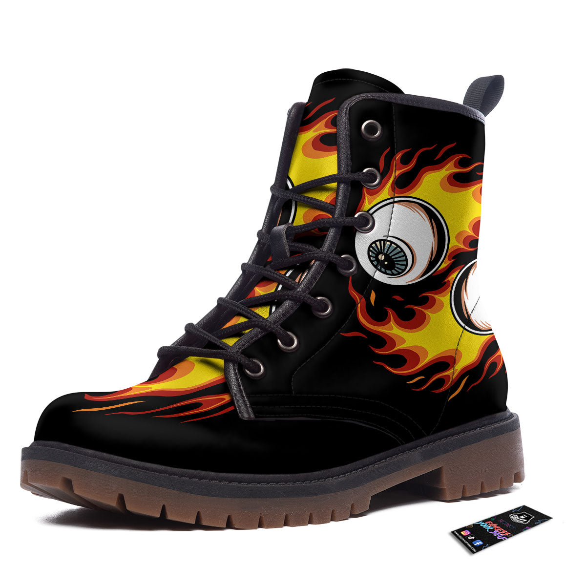 Flaming Eye Print Work Boots-grizzshop