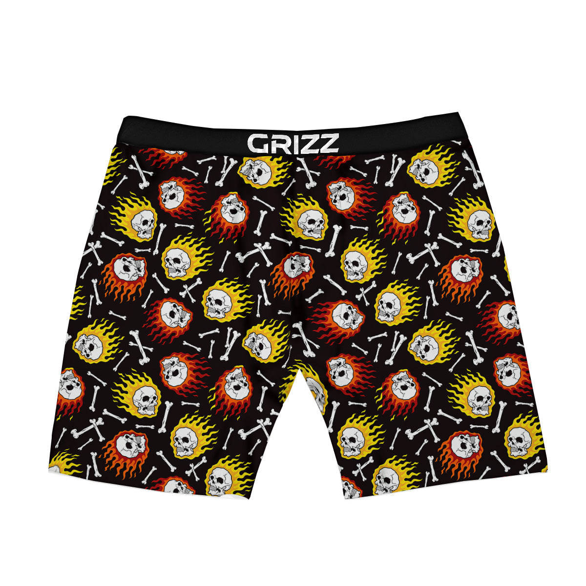 Flaming Skulls And Bone Print Pattern Boxer Briefs-grizzshop